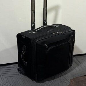 Tumi Alpha Deluxe Ballistic Nylon/Leather Carry-on Two-Wheel Suitcase